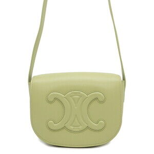 Celine Folco Cuir Triomphe Shoulder Bag Green Calfskin Leather